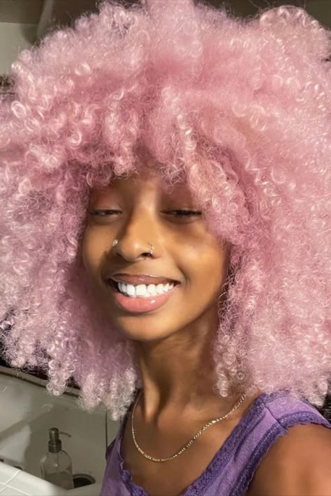 Cotton Candy Pink Hair, Cotton Candy Hair, Best Hair Dye, Dyed Curly Hair, Hair References, Dyed Hair Inspiration, Cute Box Braids Hairstyles, Pelo Afro, Dyed Natural Hair