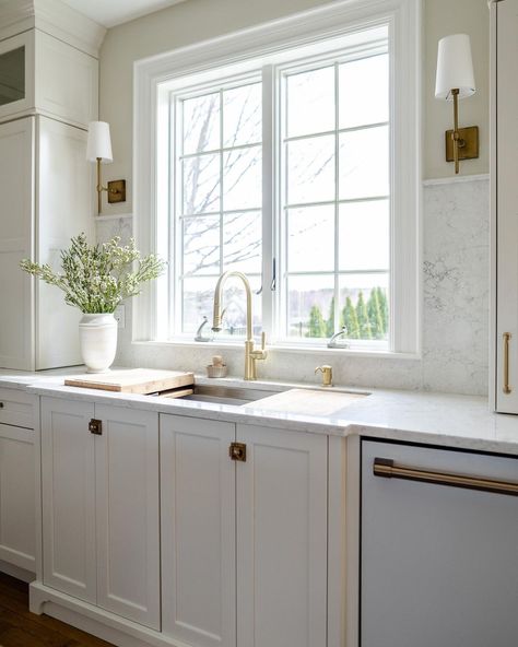 Kitchen Cove Design Studio on Instagram: “The prettiest window wall and fabulous @thegalleybrands workstation in Bamboo. Design @kitchencovedesign Install @diyennocarpentry…” Center Hall Colonial Kitchen, Center Hall Colonial Remodel, Casement Windows Kitchen, White Kitchen Windows, Functional Sink, 2024 Color Palette, Colonial Remodel, Colonial Kitchen Remodel, Cafe Appliances