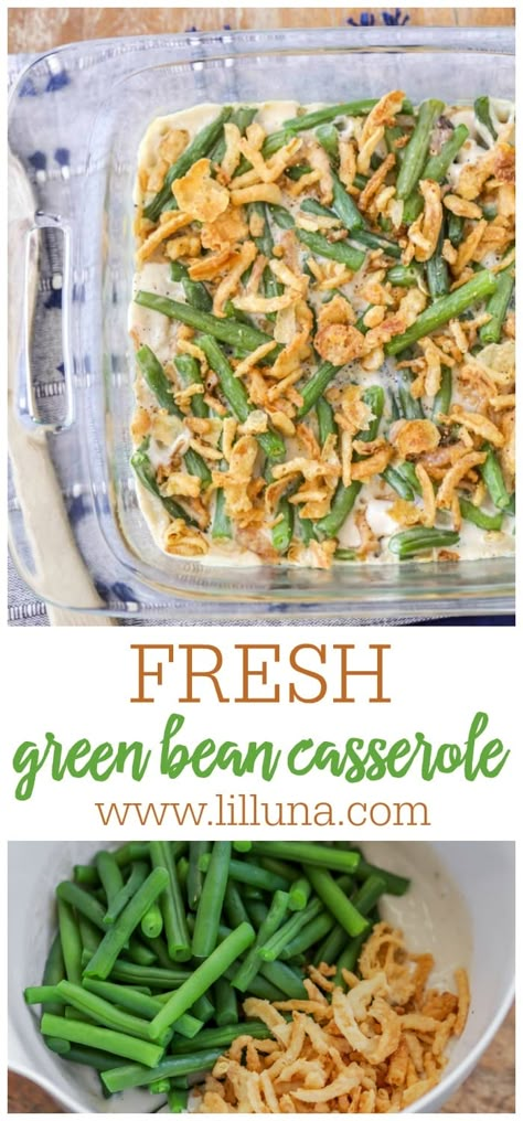 Green Bean Caserol, Green Bean Cassarole, Thanksgiving Sidedish, Fresh Green Bean Casserole, Traditional Green Bean Casserole, Green Bean Casserole Easy, Green Beans With Bacon, Greenbean Casserole Recipe, Frozen Green Beans