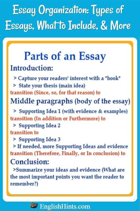 Learn about types of essays and essay organization (the parts of an essay and what's important for a good score) while reviewing key academic vocabulary. Essay Organization, Parts Of An Essay, Types Of Essays, English Corner, Toefl Test, Better Writing, Literary Essay, Types Of Essay, Ielts Exam