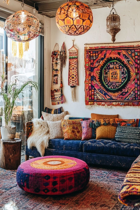 Bohemian-inspired living room with earth tones, wooden decor, and a stylish boho chic atmosphere. Unique House Decor, House Decor Inspiration, Eclectic Boho Living Room, Chic Living Room Decor, Boho Chic Living Room, Room Library, Living Room Decor Inspiration, Bohemian House, Living Room Decor Ideas