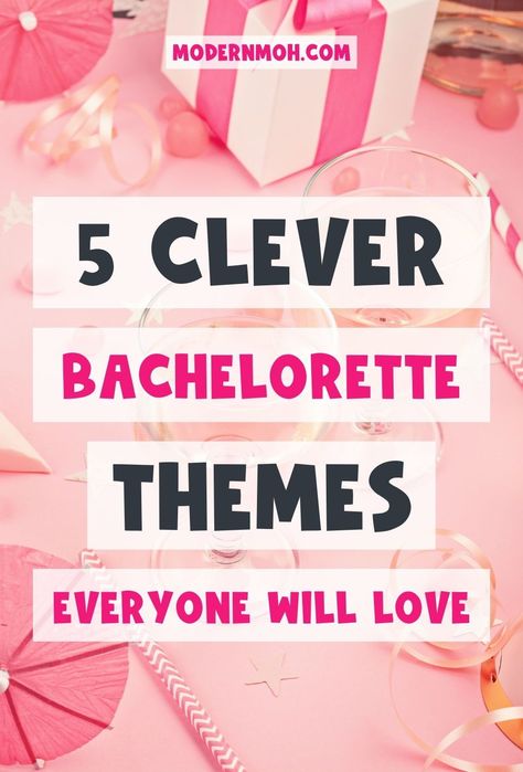 Unlock 5 clever bachelorette themes everyone will love! With these bachelorette theme ideas, stay ahead of the game and plan the bachelorette party of the year. Modern MOH has researched and gathered the top ideas for a themed bachelorette party, ensuring your celebration is a hit. Check out these hen party theme ideas now! | Bachelorette themes Unique Hens Party Ideas, Themes For Hens Party, Game Themed Bachelorette Party, Themed Hen Party Ideas, Themes For Bachelorette Party Ideas, Hen Theme Ideas, Bachelorette Party Themes Funny, Hen Party Ideas Themes, Themes For Bachelorette Party