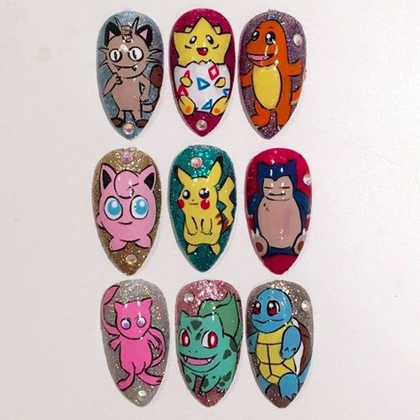 Pokemon Nails, Scream Nails, Kids Nail Designs, Anime Nails, What Team, Stiletto Nails Designs, Nails For Kids, Pokemon Pikachu, I Scream