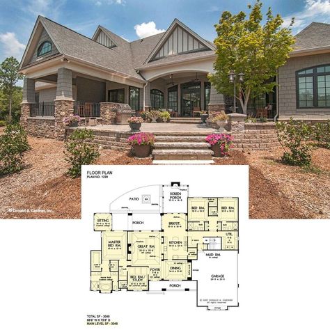 Home Stratosphere Home Stratosphere Floor Plans, Rancher House, Empty Nester House Plans, Patio Bed, Home Stratosphere, Nice House, Screened In Patio, Country House Plans, Home Design Plans