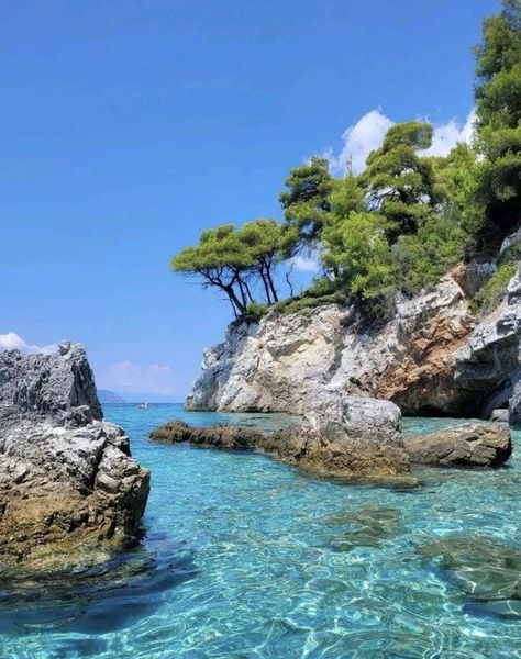 Diogenes Of Sinope, Skopelos Greece, Greece Landscape, Greece Sea, Greece Holiday, Dream Travel Destinations, Dream Holiday, Crystal Blue, Seo Expert