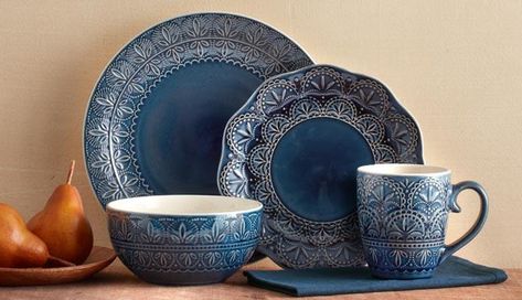 Corelle Dinnerware Set, Blue Dinnerware, Blue Backdrop, Stoneware Dinnerware Sets, Blue Backdrops, Stoneware Dinnerware, Reactive Glaze, Fruit Plate, Salad Plate