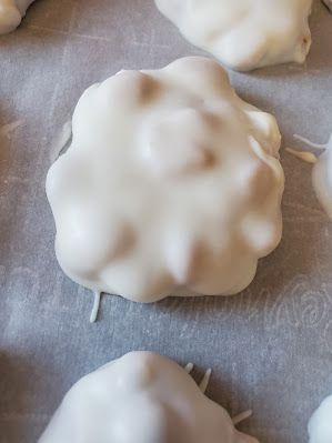 Sticky Paws Recipe, Polar Bear Candy, Polar Bear Paw Cookies, Polar Bear Paws Candy White Chocolate, Polar Bear Candy White Chocolate, Polar Bear Claws Recipe, Dot Candy Recipe, Divity Candy, Angel Food Candy Recipes