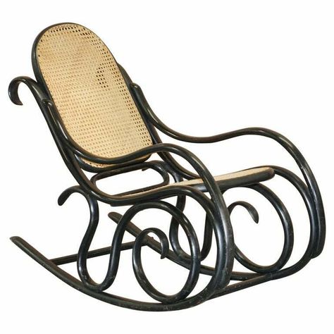 VINTAGE THONET EBONISED BLACK RATTAN BERGERE ROCKING CHAIR LOVELY SMALL ARCHAIR  | eBay Rattan Webbing, Rocking Armchair, Black Rattan, Royal House, Rocking Chair, Furniture Chair, Antique Furniture, Sofa Furniture, Style Design