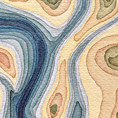 Valerie Scruggs Goodwin on Instagram: "DAY 1: Topographic, art that uses the language of contours lines found in a topographical map. ——- “Stream” by Ashlee Gillespie ——— https://ashleejart.com/river" Contour Map Art, Geology Watercolor, Topographical Art, Topographic Art, Sermon Series Graphics, Topographic Map Art, Geology Art, Map Abstract, House In The Mountains