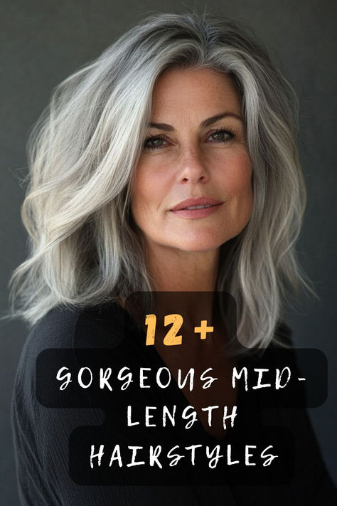 Ready to flaunt a fresh look? Click to discover 12 gorgeous mid-length hairstyles perfect for women over 50. Find your best style that suits your vibe and lifestyle! ✂️👩‍🦳 #MidLengthHair #HairstylesOver50 #StyleTransformation #HairInspiration #NewLook Mid Length Hairstyles, Hair Stules, Haircuts For Women Over 50, Style Transformation, 50 Hair, Hairstyles For Women Over 50, Midlength Haircuts, Best Style, Hairstyles Over 50