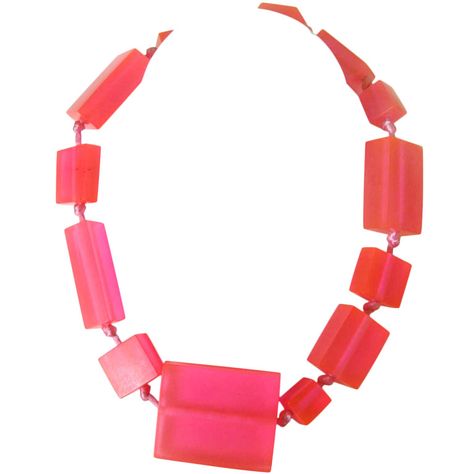 Neon Pink Ugo Correani Block Necklace 80s Punk Fashion, Necklaces Pink, Double Strand Pearl Necklace, 80s Jewelry, Ceramic Necklace, Swarovski Crystal Beads, Gold Diamond Necklace, Chanel Vintage, Pink Jewelry