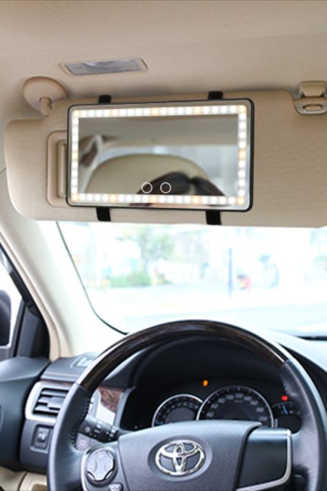 Super bright! With 3 light modes and dimmable touch screen mirror😙 Fairy Lights In Car, Cute Girly Car Accessories, White Car Accessories, Cute Car Accessories Aesthetic, Girl Truck Accessories, Cute Car Interior Ideas Decor, Car Mirror Lights, Car Touch Screen, Girl Car Decor