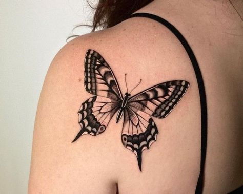 Two Tailed Swallow Tail Butterfly Tattoo, Detailed Butterfly Tattoo, Swallowtail Butterfly Tattoo, Butterfly Tattoos Images, Butterfly Tattoos On Arm, Unique Butterfly Tattoos, Insect Tattoo, Butterfly Tattoos For Women, Tattoo Signs