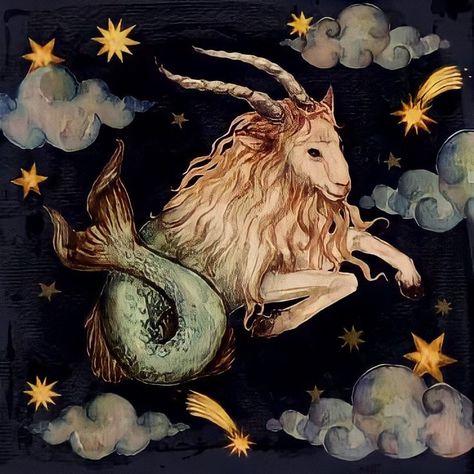 Capricorn Watercolor, Capricorn + Core + Aesthetic, Capricorn Images, Sea Goat, Capricorn Aesthetic, Capricorn Art, Capricorn Goat, Capricorn Rising, Sagittarius Astrology