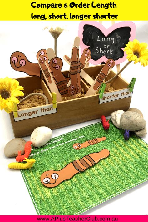 Non Standard Measurement Activities, Worms Preschool, Non Standard Measurement, Fun Kindergarten Activities, Kindergarten Measurement, Teaching Measurement, Numeracy Activities, Math Mats, Mini Beasts