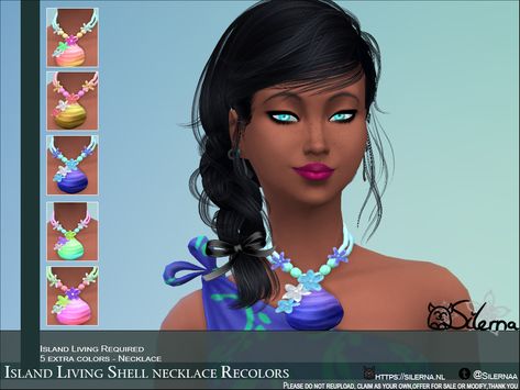 The Sims Resource - Island Living Shell Necklace Recolors Sims 4 Necklace, Necklace Shell, Tattoo Choker, Custom Eyes, Island Living, Ts4 Cc, Shell Necklace, The Sims Resource, Sims Resource