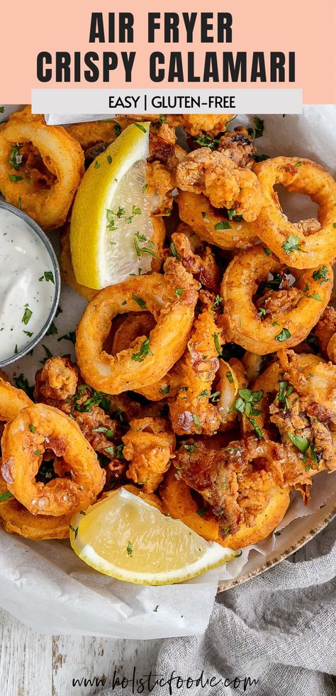 Italian Fried Calamari Recipe, Air Fryer Calamari, Cooking Calamari, Crispy Calamari, Calamari Recipes, Squid Recipes, Fried Calamari, Fish Dinner, Yummy Salad Recipes