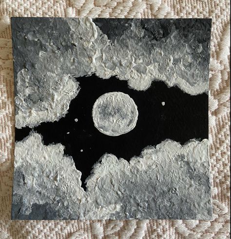 Grey And Black Painting Ideas, Rainy Season Painting Easy, Thing To Paint Easy, Small Sketchbook Paintings, Grudge Paintings Easy, Aethstetic Paintings Ideas, Sillhoute Painting, How To Paint The Moon, Grunge Painting Ideas