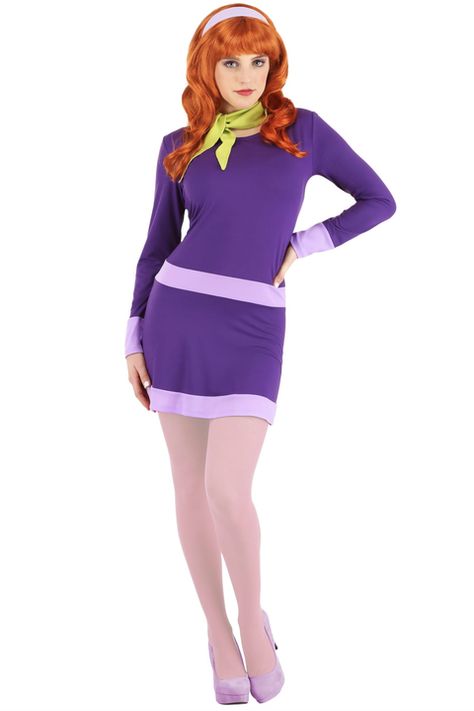 Scooby Doo Disfraz, Scooby Doo Daphne, Daphne Scooby Doo, Purple Dress Outfits, Lime Green Scarf, Scooby Doo Costumes, Daphne Scooby Doo Costume, Daphne Costume, Carnaval Costume