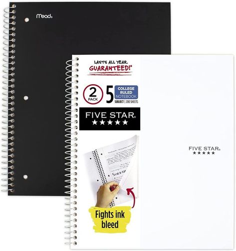 Five Star Notebook, College Ruled Paper, College Notebook, School Binder, College Classes, Ruled Paper, Ruled Notebook, School Notebooks, School Essentials