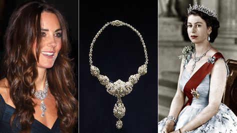 Dazzling diamonds: Kate wears Queen Elizabeth's rare jewels to gala Nizam Of Hyderabad, Royal Engagement Rings, Queens Jewels, Tiaras Jewellery, Luxury Engagement Rings, Royal Tiaras, Trendy Jewerly, Jewel Wedding, Family Jewels