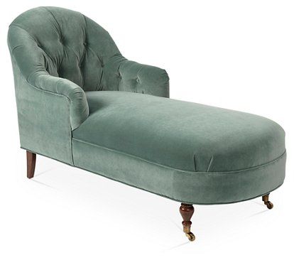 One Kings Lane - Marlowe Chaise, Jade Velvet | One Kings Lane Deep Seated Couch, Deep Loveseat, Deep Seated Sectional, Living Room Chaise, Velvet Chaise Lounge, Deep Couch, Pretty Furniture, Chaise Chair, Outdoor Furniture Decor