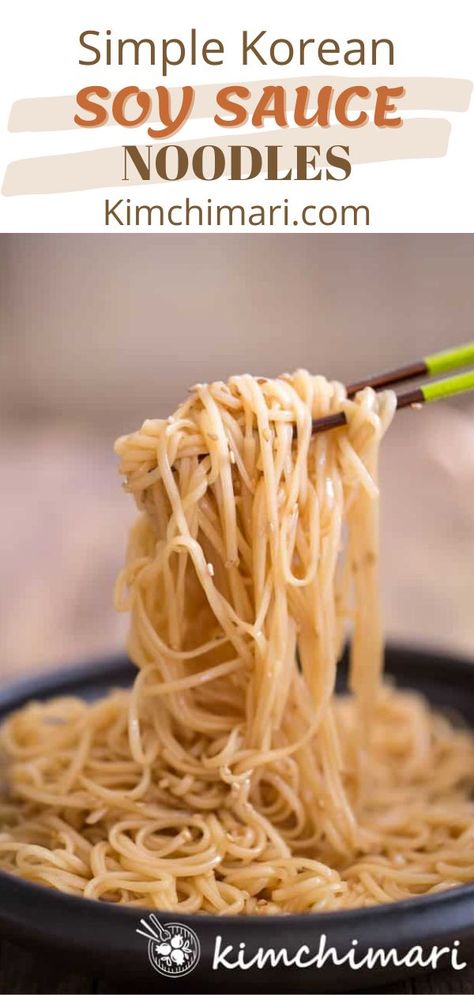 Simple yet absolutely delicious Korean Soy Sauce Noodles (Ganjang Bibim Guksu) is every Korean kid’s favorite dish growing up. It’s nutty, salty and of course, sweet. Just need 4 seasoning ingredients besides the noodles but full of fabulous flavors. Ready in 10 min or less!! Ganjang Bibim Guksu 간장 비빔국수 or Korean Soy Sauce Noodles (lack of a better name..) is basically Korean’s version of Butter spaghetti that you make for your little picky eaters. Korean Soy Sauce, Bibim Guksu, Butter Spaghetti, Soy Sauce Noodles, Korean Beef Recipes, Korean Noodles, Chinese Cooking Recipes, Asian Inspired Recipes, Supper Recipes