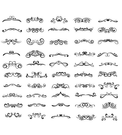 Svg Borders, Svg Ornaments, Murmuration Art, Svg Text, Text Dividers, Flourish Design, Bullet Journal Design Ideas, Great Tattoos, Scroll Design