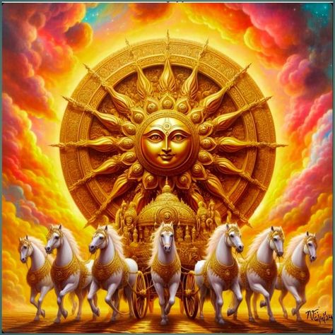 Surya Bhagwan Images, Seven Horses Painting Vastu, Surya Dev Images, Surya Images, Goddess Background, Background Images Landscape, Lord Surya Bhagavan Images, 7 Horses Running Painting Vastu Wallpaper, Surya Deva