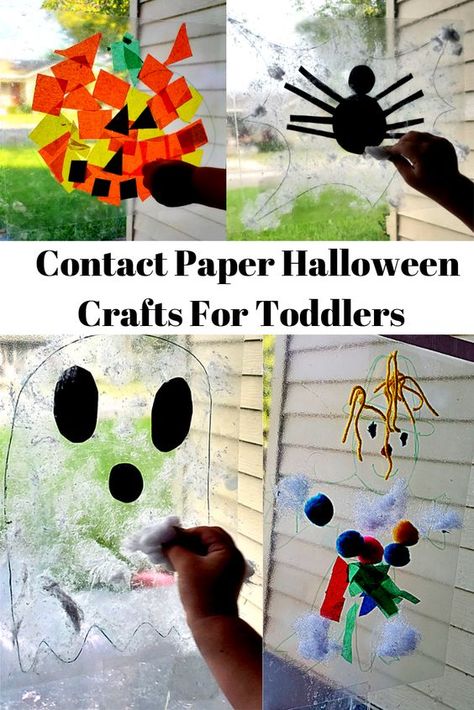 Ready for some Toddler-friendly Halloween crafts? We will be using Contact paper as a sticky wall for this Halloween craft for toddlers. It's this amazing clear, sticky paper that toddlers just love sticking things to! Contact paper Halloween crafts have a couple great bonuses. Bonus 1 This craft can double as window decorations during Halloween! Bonus 2 Contact Paper crafts are fantastic for working fine motor skills in toddlers. Paper Halloween Crafts, Contact Paper Crafts, Halloween Activities For Toddlers, Craft For Toddlers, Sticky Wall, Halloween Decorations For Kids, Crafts For Toddlers, Halloween Crafts For Toddlers, Paper Halloween