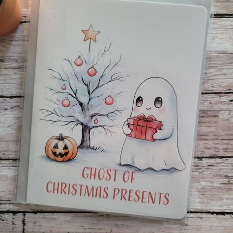 Added some holiday cards to my shop. . . . . . . Ghost Of Christmas Present, Handmade Holiday Gifts, Red Ornaments, Christmas Lovers, Christmas Tree Cards, Merry Little Christmas, Handmade Holiday, Cute Ghost, Holiday Greetings