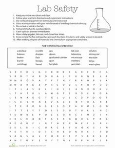 lab safety word search | Games Activities Worksheets Workbooks Articles Science Fair Schools ... Middle School Worksheets Free Printable, Safety Worksheets, Science Lab Safety, Lab Safety Rules, Free Science Worksheets, Science Safety, Sixth Grade Science, 6th Grade Worksheets, Mad Scientists