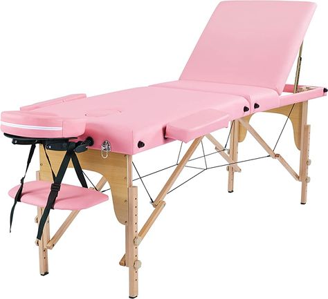 Yaheetech Massage Table Portable Beauty Bed Wooden Adjustable Massage Bed Spa Table Lash Table Bed Pink : Amazon.co.uk: Health & Personal Care Bed Tattoo, Lash Bed, Cradle Bedding, Composite Board, Portable Spa, Bed Legs, Massage Bed, Massage Tables, Massage Table