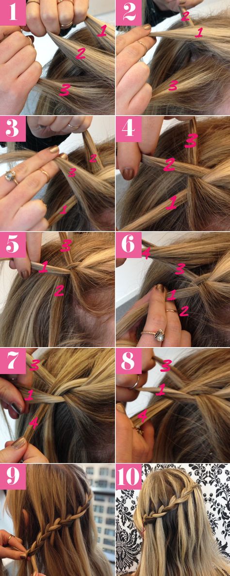 Waterfall Braid Tutorial, Waterfall Braid Hairstyle, Hairstyles Tutorial, Waterfall Braid, Medium Long Hair, Penteado Cabelo Curto, Braided Hairstyles Tutorials, Braided Hairstyles Easy, Diy Hairstyles