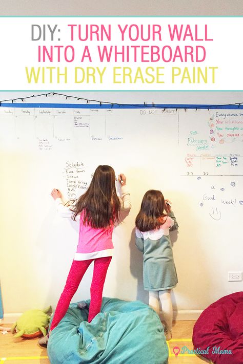 How to turn your wall into a dry erase white board with dry erase paint with directions and tips. Dry Erase Paint Wall, Magnetic Whiteboard Wall, Wall Whiteboard, Diy Whiteboard, Whiteboard Paint, Dry Erase Paint, Large Walls, Black Chalkboard Paint, Whiteboard Wall