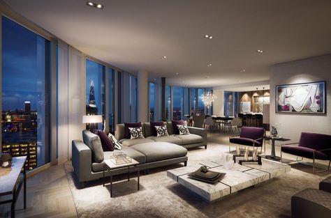 Apartamento New York, Luxury Penthouse Apartment, Expensive Apartment, Penthouse Luxury, Luxury Apartments Interior, London Living Room, London Living, Trendy Apartment, Luxury Penthouse