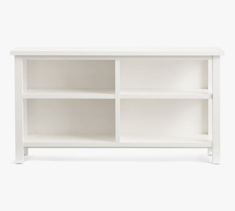 Farmhouse 56" x 30" Console Bookcase | Pottery Barn Pottery Barn Bookcase, Console Bookcase, Reclaimed Wood Bookcase, Meranti Wood, Beadboard Paneling, Bookcase White, Bookcase With Drawers, Display Bookcase, Shelves White