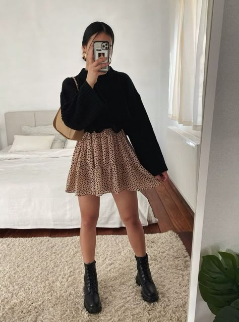 Trendy Spring Outfits, Cute Spring Outfits, Trendy Fall Outfits, Causual Outfits, Mode Inspo, Outfit Inspo Fall, Fall Fashion Outfits, Black Sweater, Winter Fashion Outfits