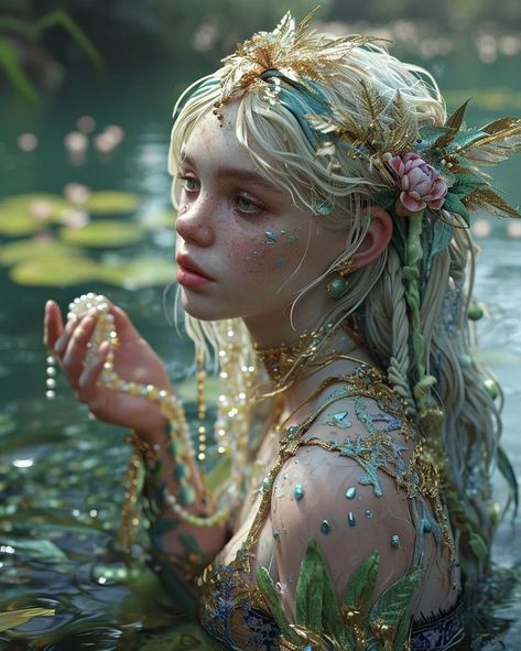 muscatdream.ai Mermaid Reference, Makeup Ideas For Summer, Ocean Fairy, Mermaid Portrait, Mermaid Queen, Fashion Dresses For Women, Pretty Eye Makeup, Faery Art, Dresses For Ladies