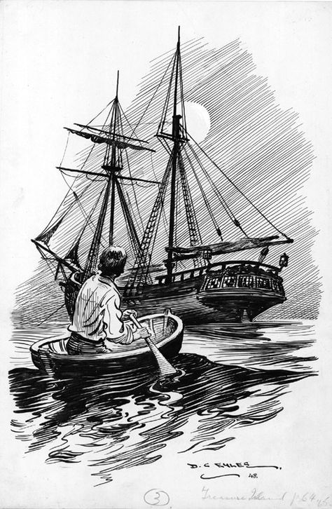 Treasure Island Robert Louis Stevenson Treasure Island Robert Louis Stevenson, Ship Sketch, History Drawings, Pen Art Work, Boat Drawing, Etch A Sketch, Learn History, Pen Art Drawings, Ship Drawing