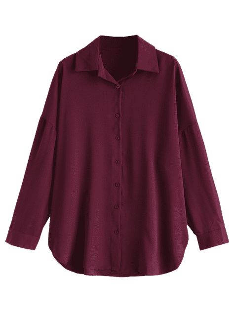 Drop Shoulder Longling Shirt - MAROON ONE SIZE Cute Blouses For Women, Maroon Blouse, Embroidered Chiffon, Cute Blouses, Blouse Online, Chiffon Blouse, Oversized Shirt, Shop Blouses, Drop Shoulder