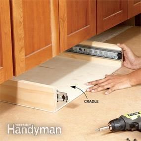 How to Build Under-Cabinet Drawers & Increase Kitchen Storage Under Cabinet Drawers, Cookie Sheets, Family Handyman, Kitchen Drawers, Kitchen Redo, Under Cabinet, Cabinet Drawers, Kitchen Pantry, Household Hacks