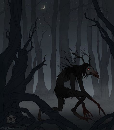 @irenhorrors on Instagram: “Day 25 of #mabsdrawlloweenclub was Dark Forest ↟ (Music: Dead Can Dance - Windfall)  ____________________ October is over, but my work on…” Seasonal Aesthetic, Dark Inspiration, Spirit Drawing, Description Instagram, Dark Fae, Creepy Stuff, Forest Spirit, Forest Creatures, Tiger Art