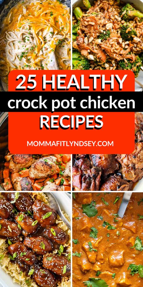 Fall dinners are super easy with these 25 easy and Healthy Crockpot Chicken Recipes! All of these slow cooker recipes are quick to meal prep and dinners that your whole family will enjoy. Make one of these delicious meals for busy days! Healthy Crock Pot Chicken Recipes, Healthy Crockpot Chicken Recipes, Healthy Crock Pot Chicken, Chicken Thighs Slow Cooker Recipes, Healthy Crockpot Chicken, Crock Pot Chicken Recipes, Healthy Crock Pot, Clean Eating Crockpot, Healthy Chicken Thigh Recipes