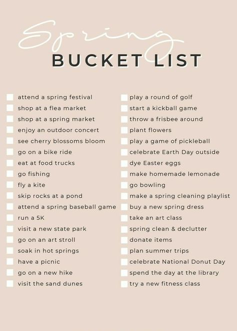 Spring Things To Do, Things To Do In April, Spring Bucket List, Morning Journal Prompts, Bucket List For Teens, Monthly Challenges, Fun Summer Activities, Spring Fun, Summer Fun List