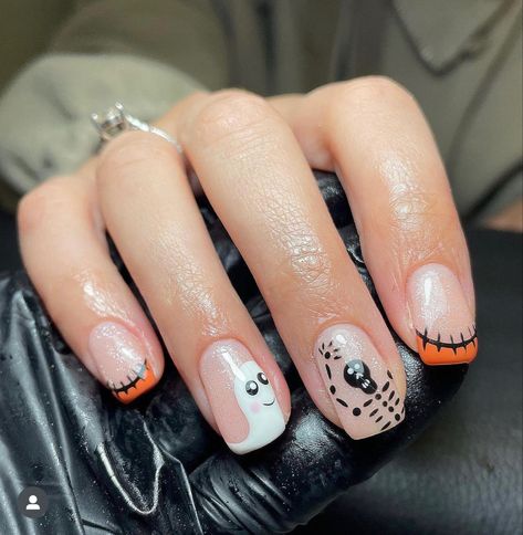 Cute Nails French Tip, Cute Nails French, French Tip Nails Coffin, Halloween Inspired Nails, Gel Nails Black, Spooky Nail Designs, Polish Gel Nails, Nail Inspo Fall, Nails Fancy