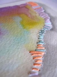 Thread On Paper, Watercolor And Stitching, Embroidery On Watercolor Paper, Watercolor And Embroidery On Paper, Thread Painting On Paper, Thread Art On Paper, Stitch On Paper, Stitching On Canvas, Fibers Art