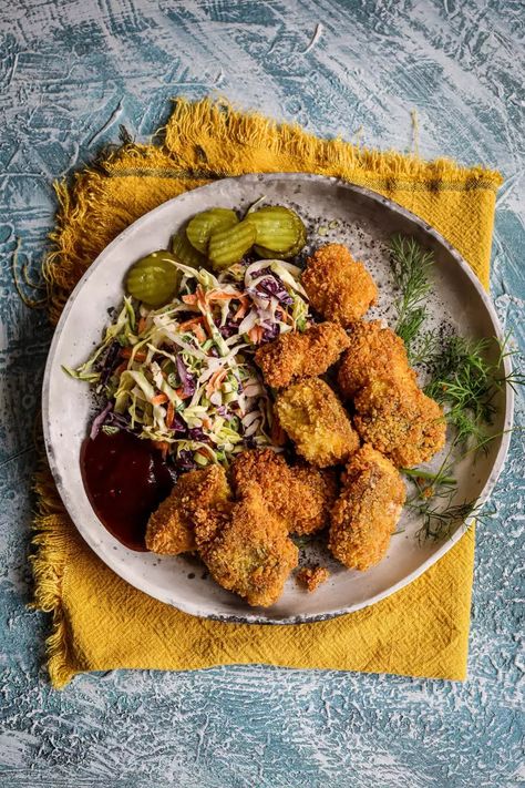 Fun- Breaded goujons with slaw | W Stevenson & Sons Ltd Kitchen Roll, Frying Oil, Plain Flour, Spring Onion, Bbq Sauce, Bread Crumbs, Chicken Wings, Pickles, Carrots