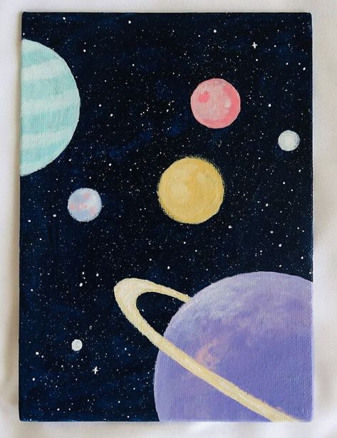 Mini Tela, Painting On Canvas For Beginners, Planet Painting, Canvas Art Painting Abstract, Cute Easy Paintings, Mini Toile, Planet Drawing, Ideas For Fun, Room Wall Decor Ideas