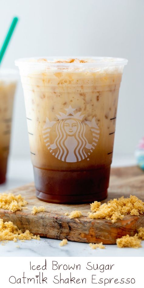 Oatmilk Shaken Espresso Starbucks, Shaken Espresso Starbucks, Brown Sugar Oatmilk Shaken Espresso, Brown Sugar Shaken Espresso, Espresso Drink Recipes, Shaken Espresso, Make Brown Sugar, Starbucks Drinks Diy, Espresso Recipes